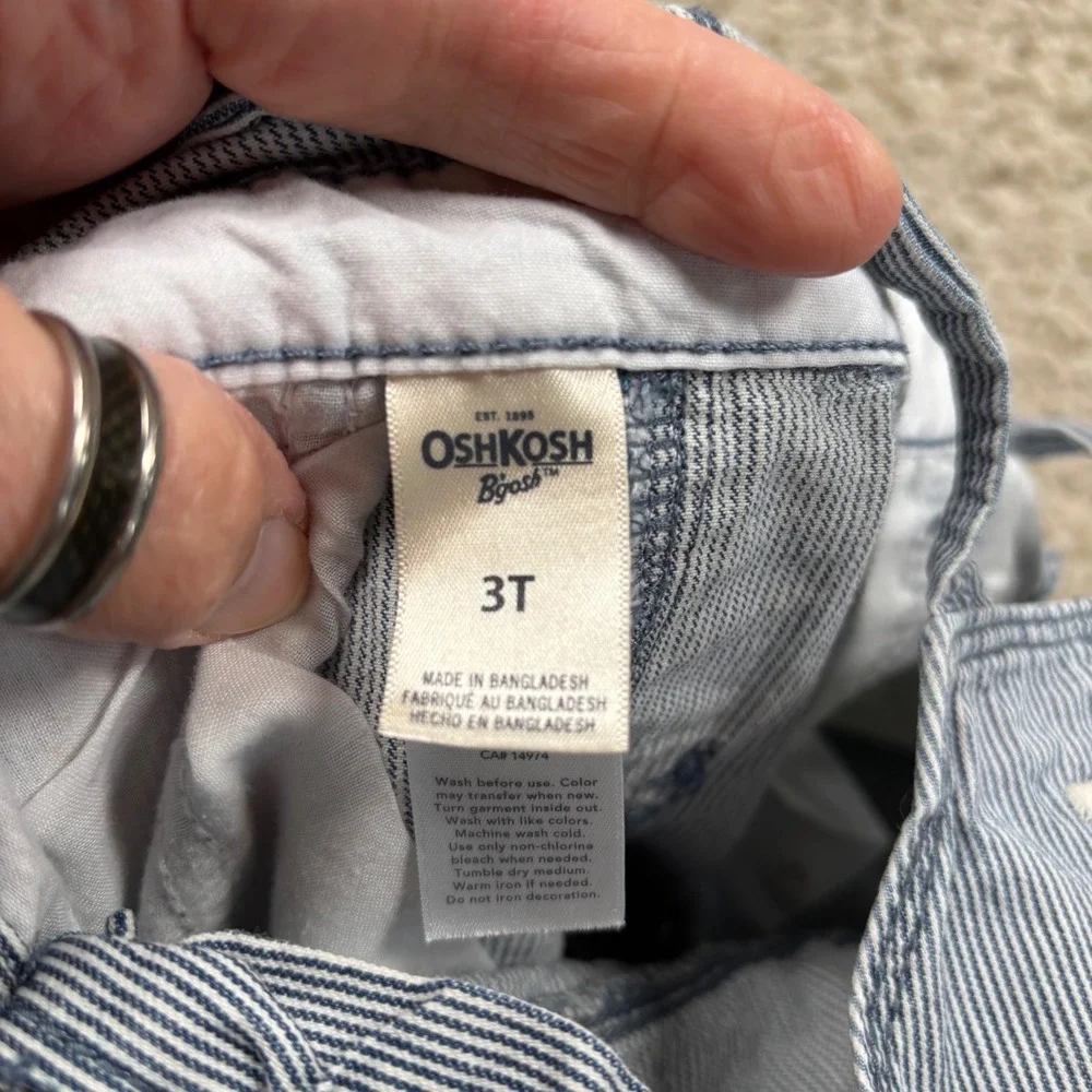 OshKosh B'gosh Overalls Toddler 3T Blue Hickory Stripe Excellent Vestbak‎ Denim